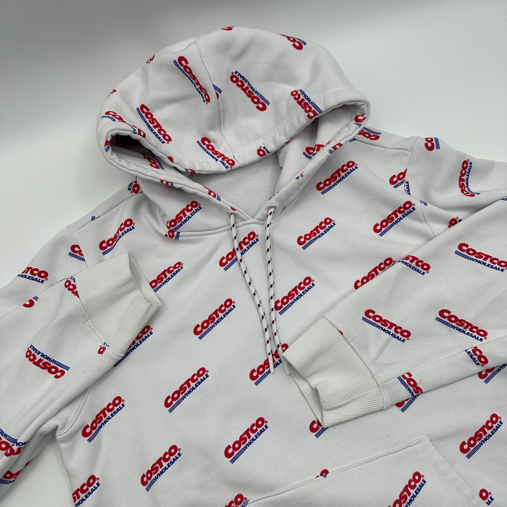 Kirkland Signature Costco Wholesale Logo All Over Print Hoodie Large XLarge Read